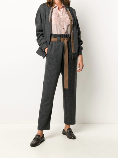 Brunello Cucinelli drawstring striped bomber jacket outlook