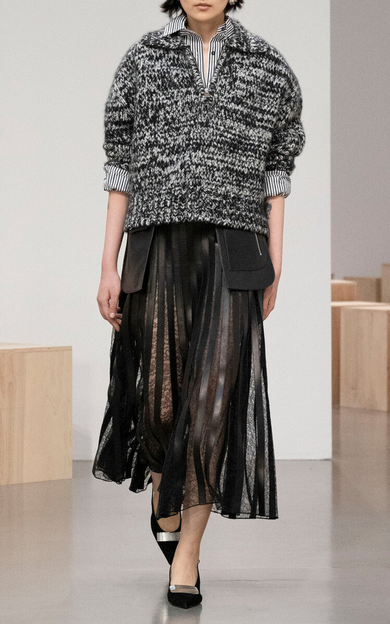 BRANDON MAXWELL The Posie Cashmere-Blend Sweater grey outlook