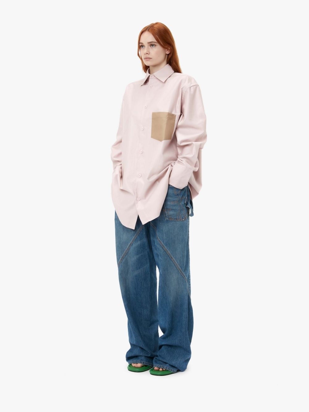 CONTRAST PATCH POCKET OVERSIZED SHIRT - 5