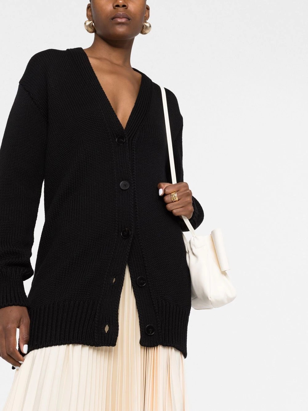 asymmetric button wool cardigan - 5