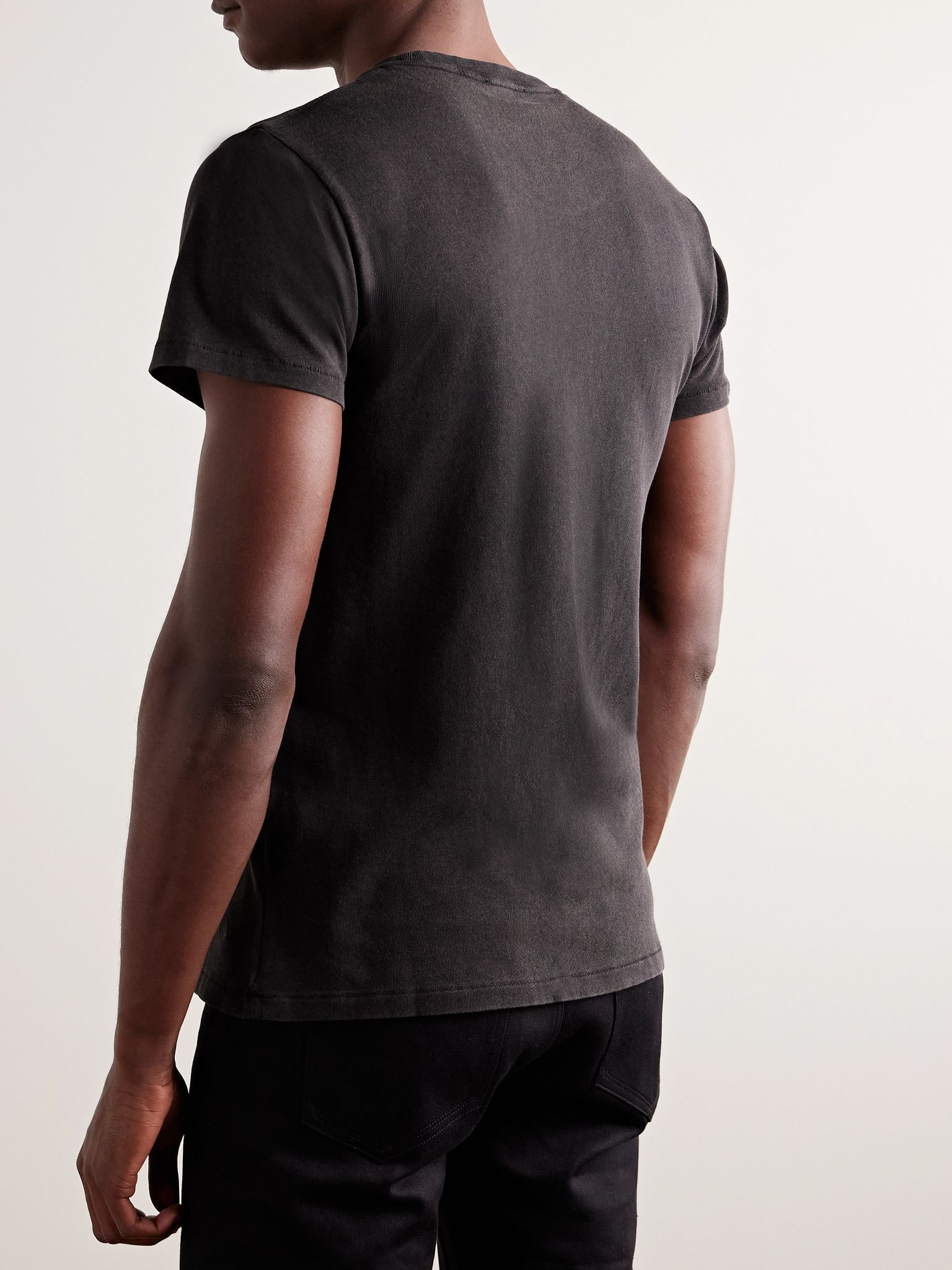 Slim-Fit Cold-Dyed Cotton T-Shirt Charcoal - 4