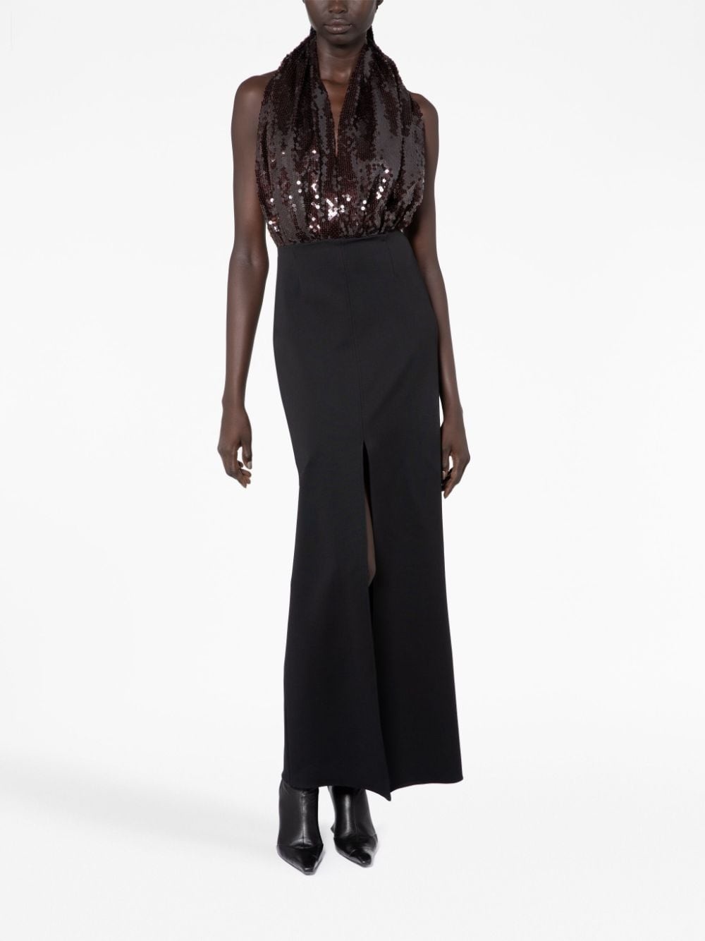 sequin-embellished halterneck dress - 2