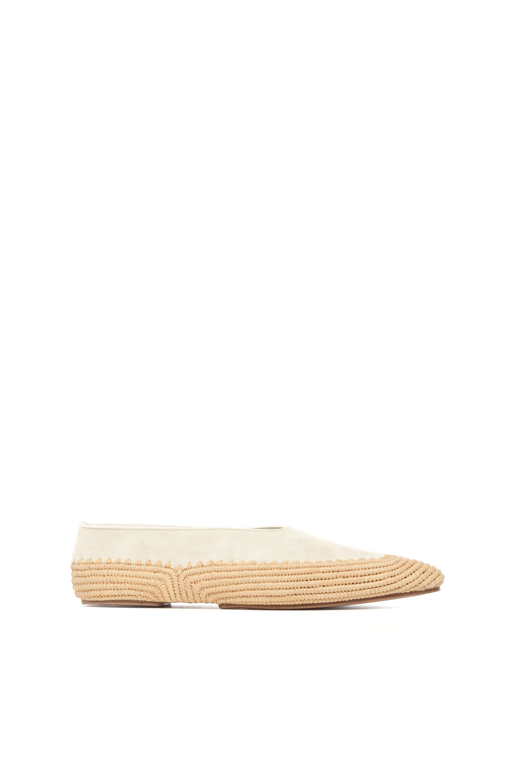 Strength Flat Shoe in Ivory Suede & Raffia - 1