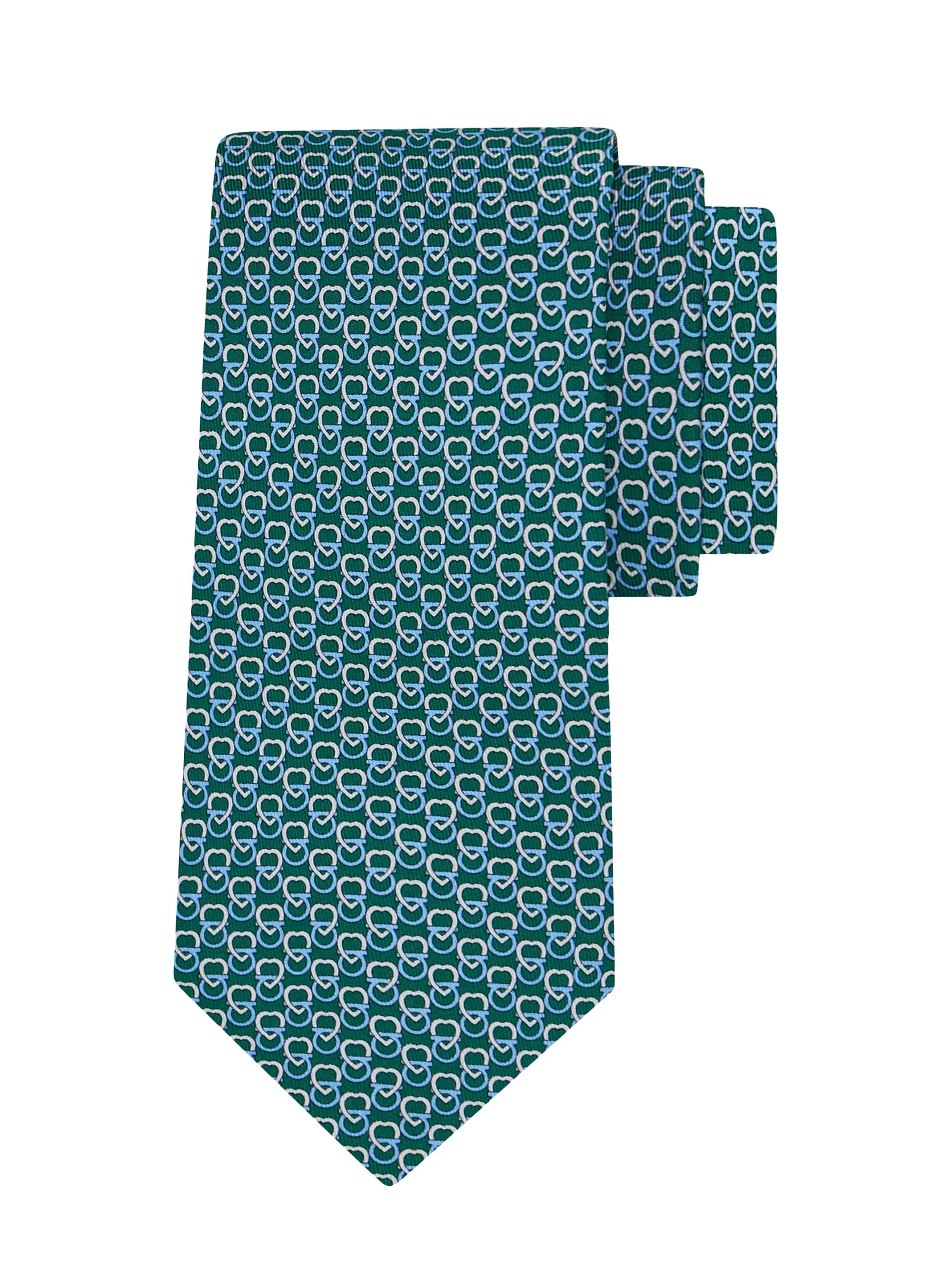 Men's Gancio Heart Silk Tie - Verde Bosco - 1