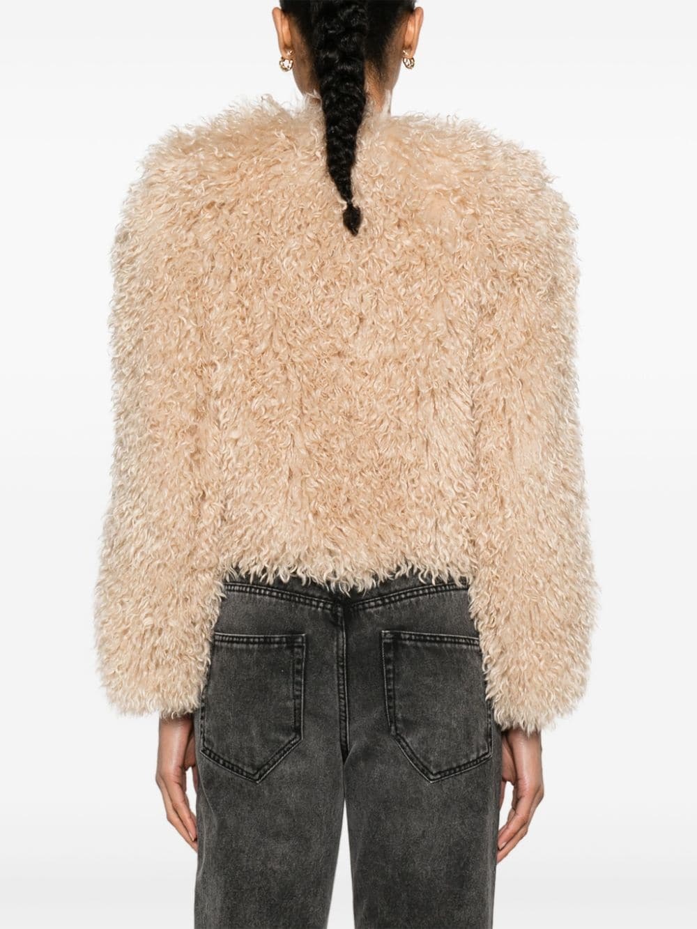 Faustine faux-shearling cropped jacket - 4