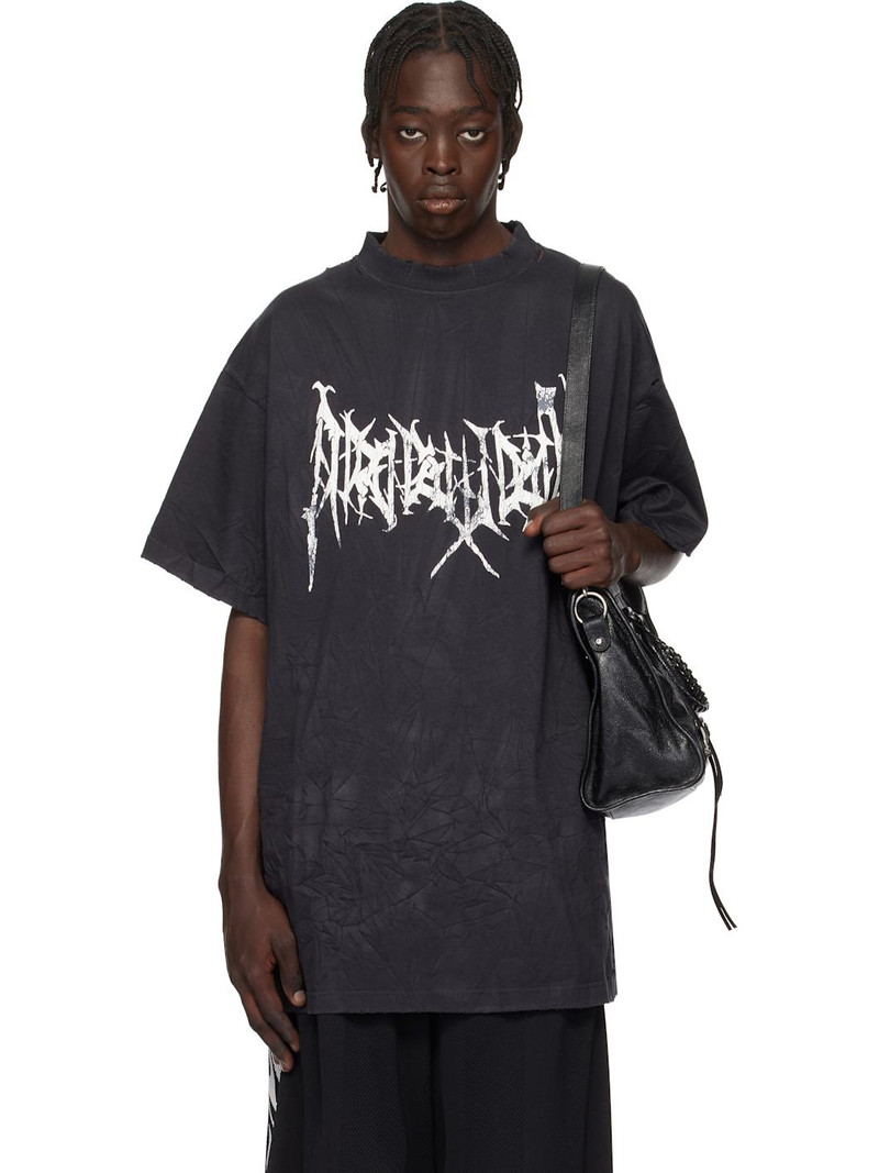Black Metal Logo Oversized T-shirt - 1