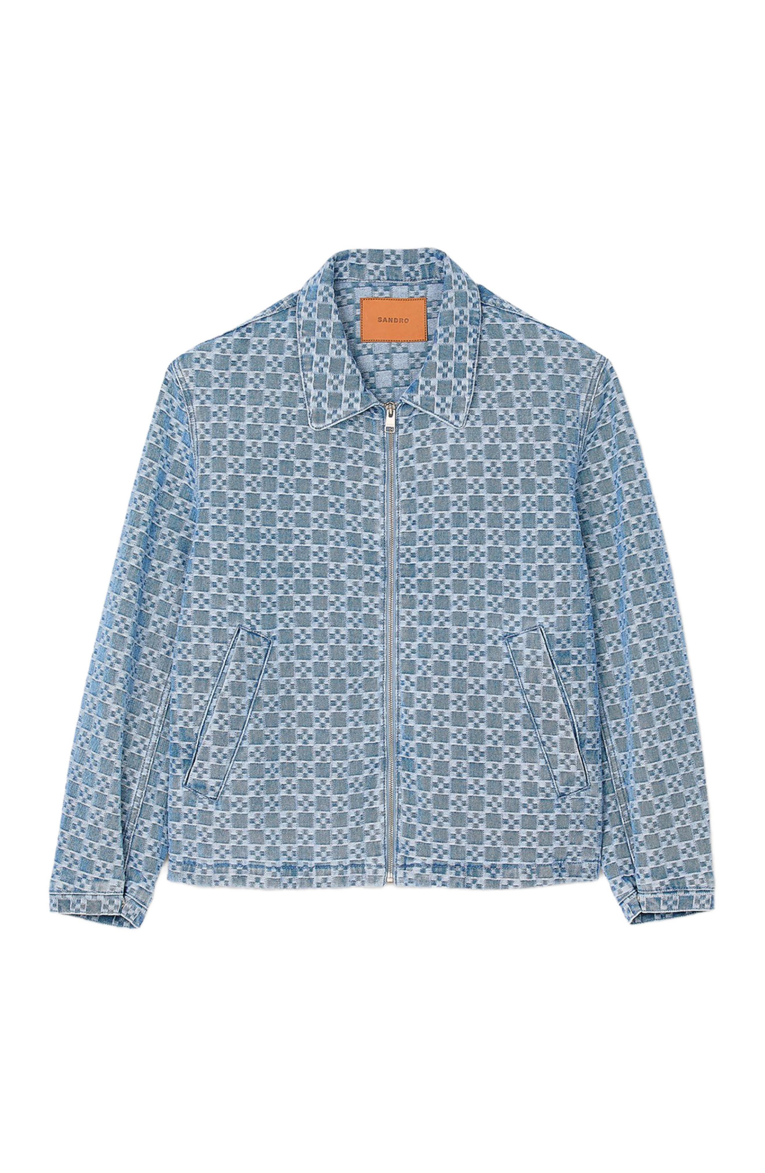 SANDRO Square cross denim jacket in Blue Vintage - 5