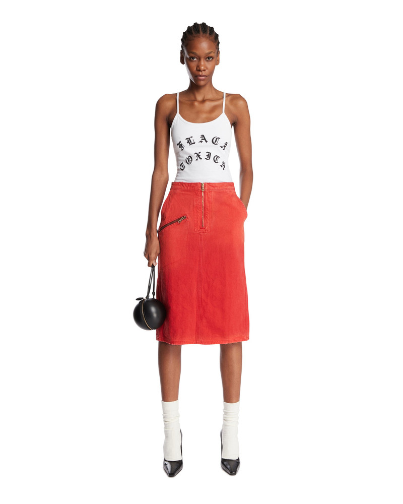 WILLY CHAVARRIA Red Workwear Midi Skirt outlook