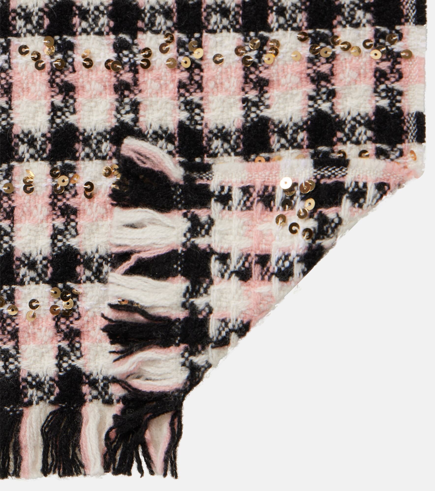 Sequined wool-blend tweed scarf - 4