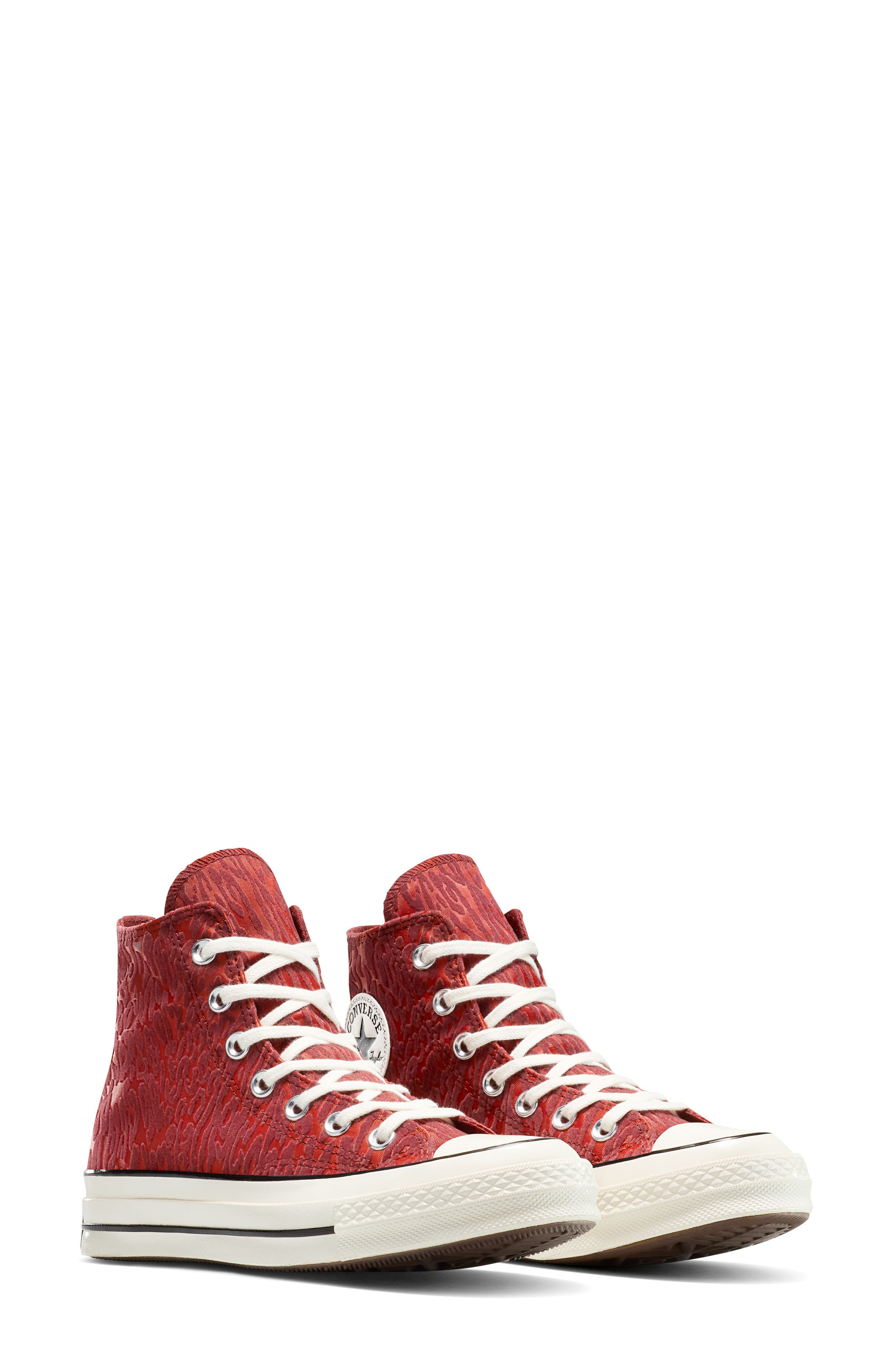 Converse Gender Inclusive Chuck 70 Leopard Flocked Satin Low Top Sneaker in Rottin Apple/By The Camp - 8