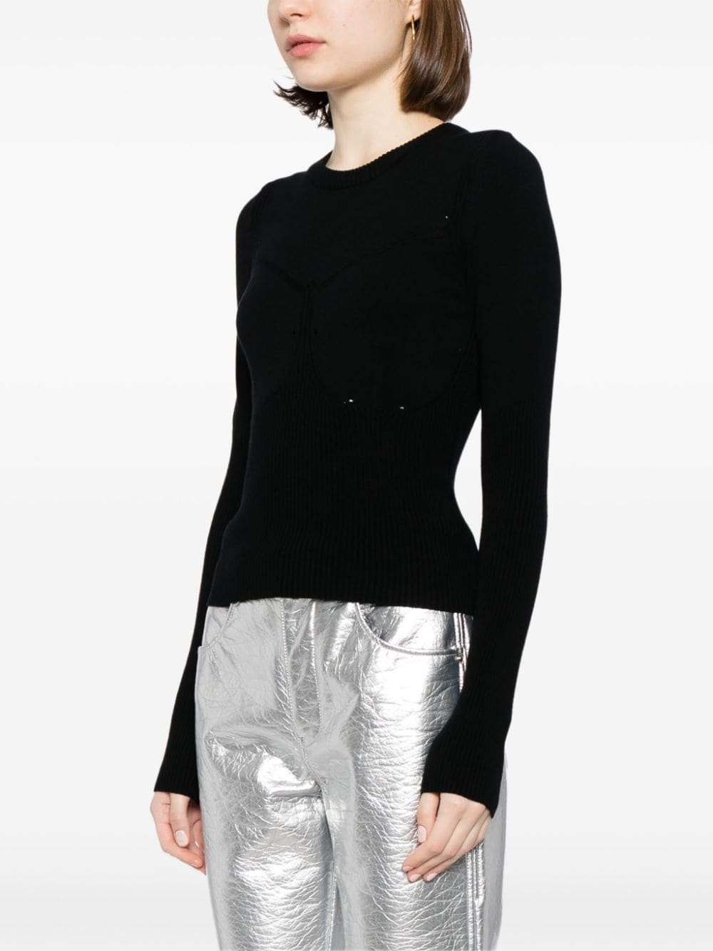 crew neck straight hem jumper - 3