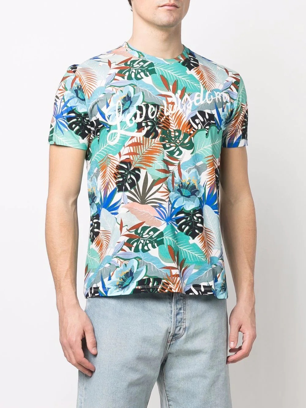 leaf-print short-sleeved T-shirt - 3