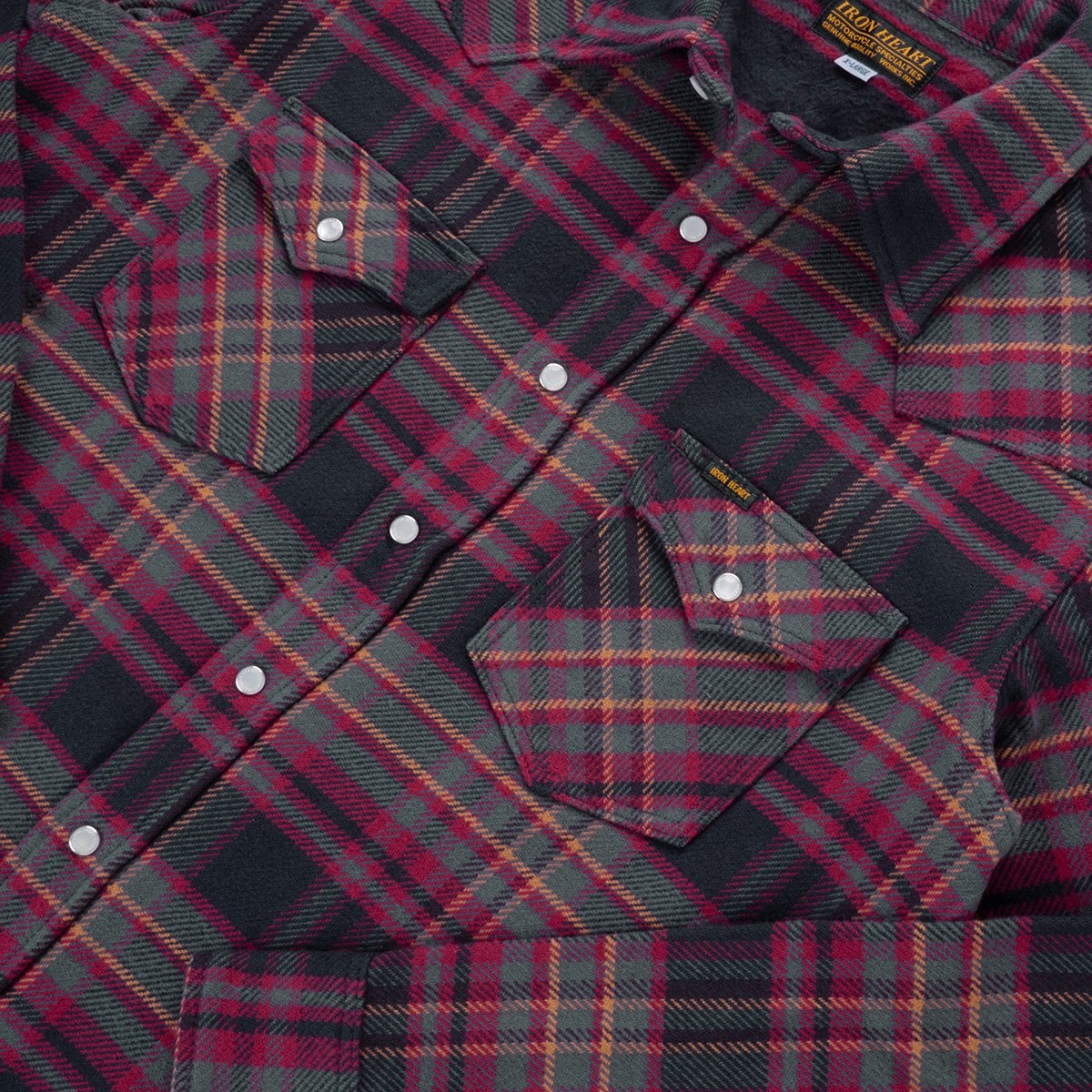 IHSH-403-GRY 11oz Ultra Heavy Flannel Line Check Western Shirt Grey - 3