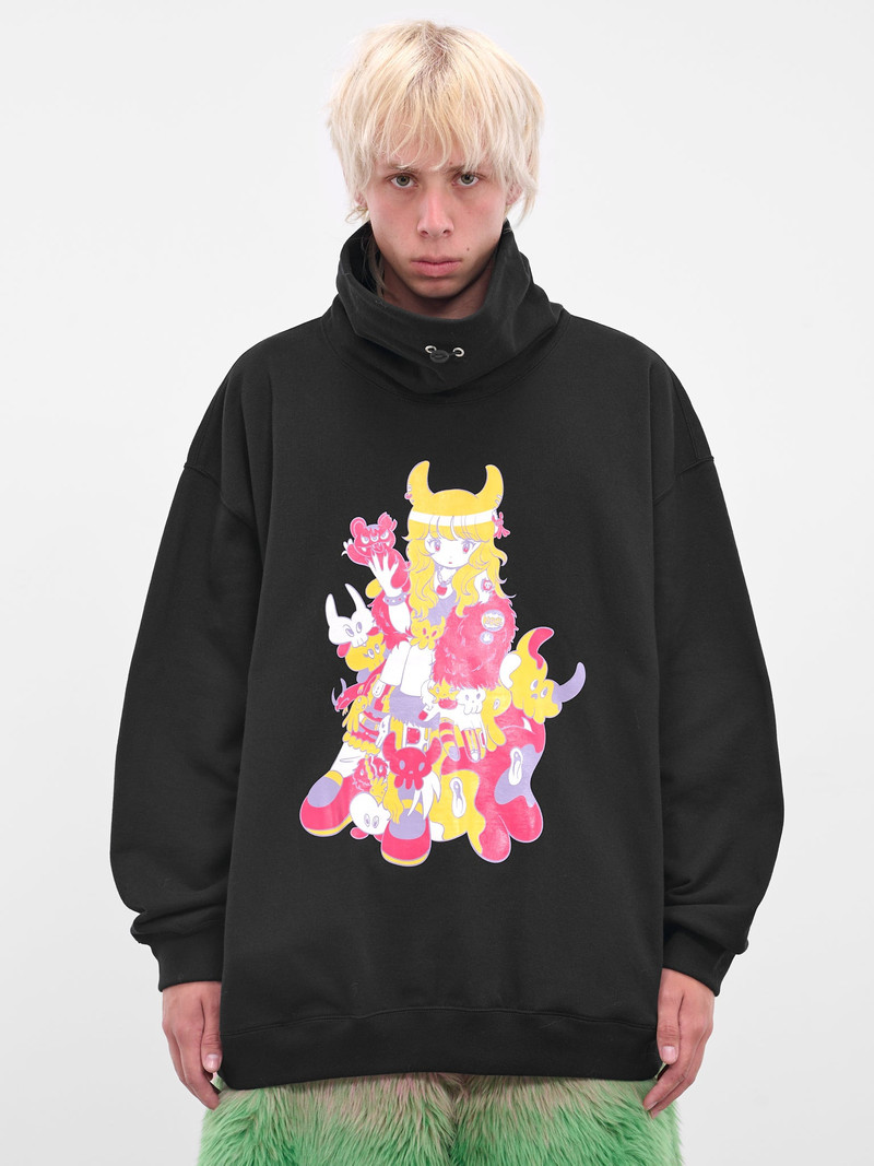 Black Graphic High Neck Sweatshirt 1