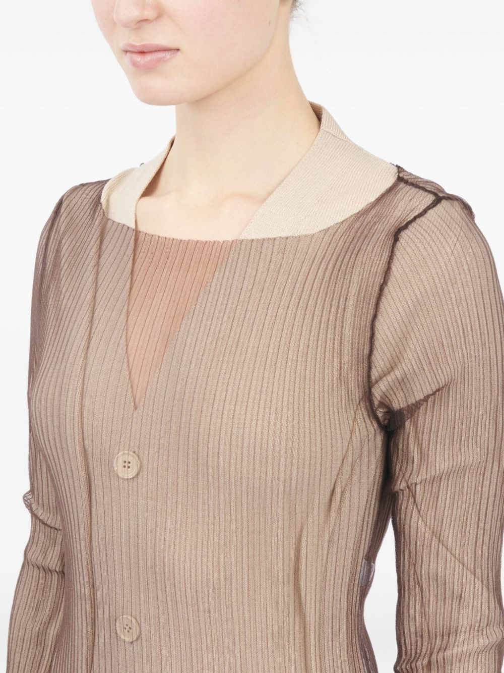 ribbed buttoned cardigan dress - 5