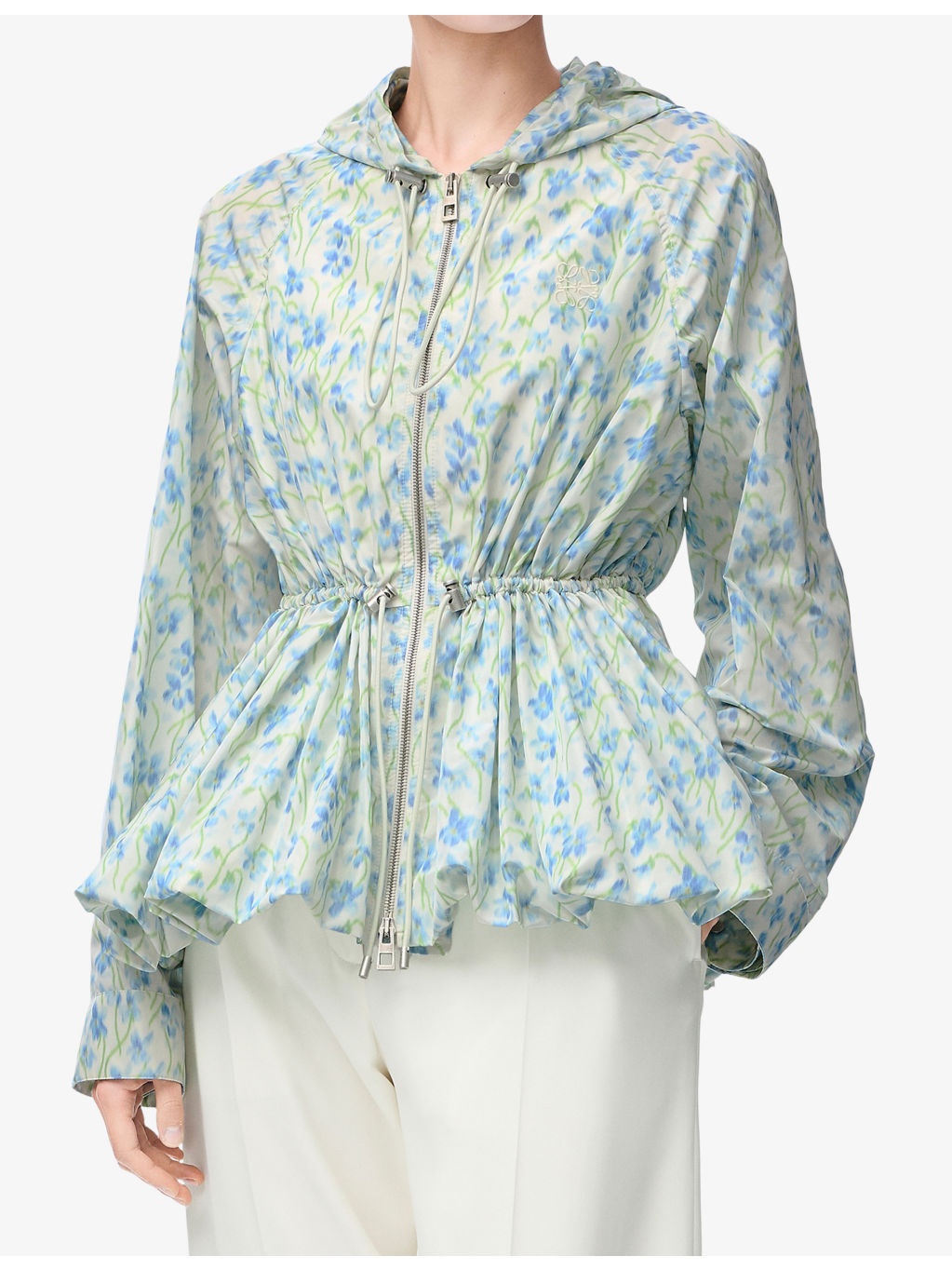 Floral-Print Silk-Woven Windbreaker Jacket - 3