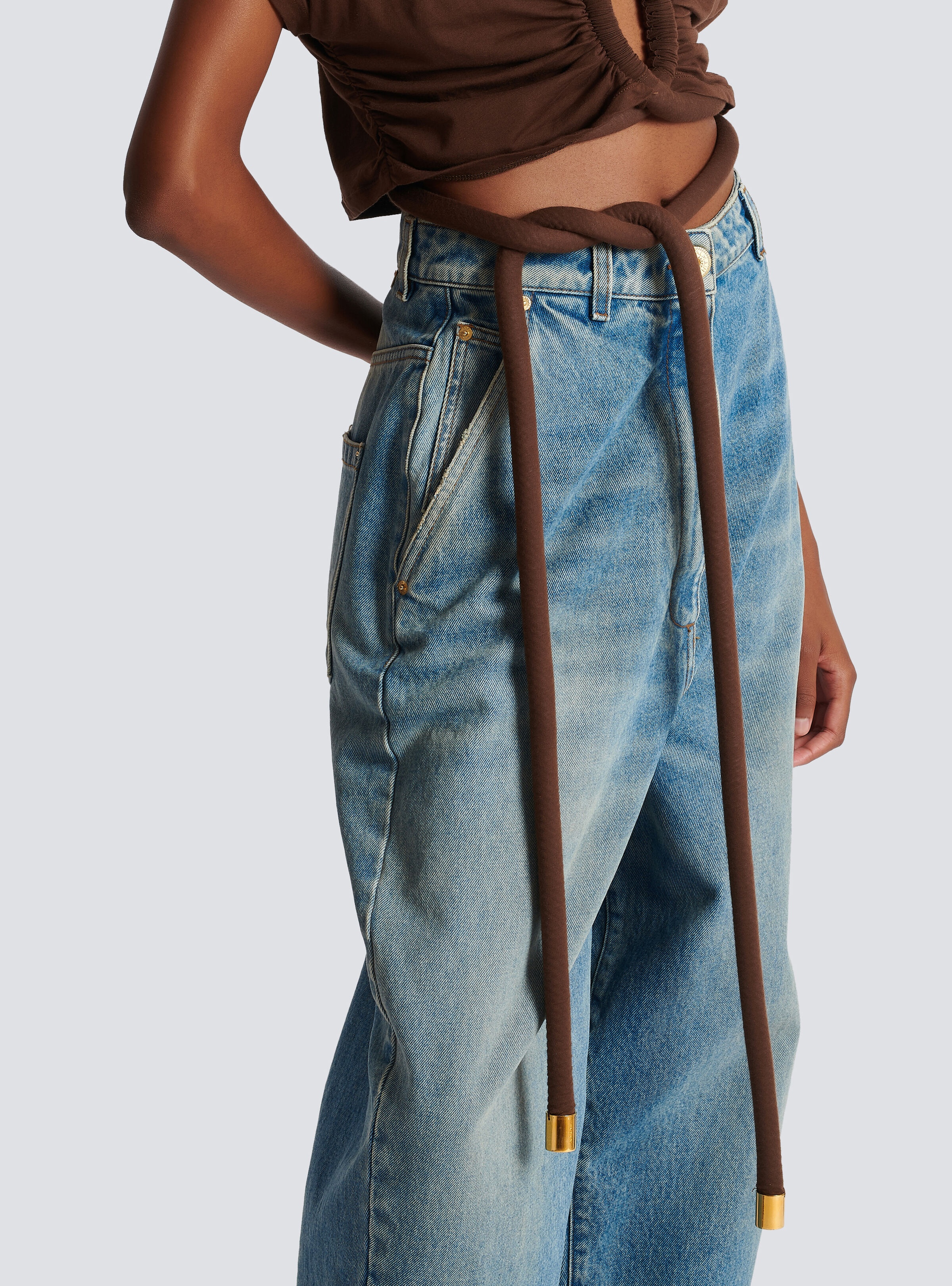 Draped jersey crop top - 7