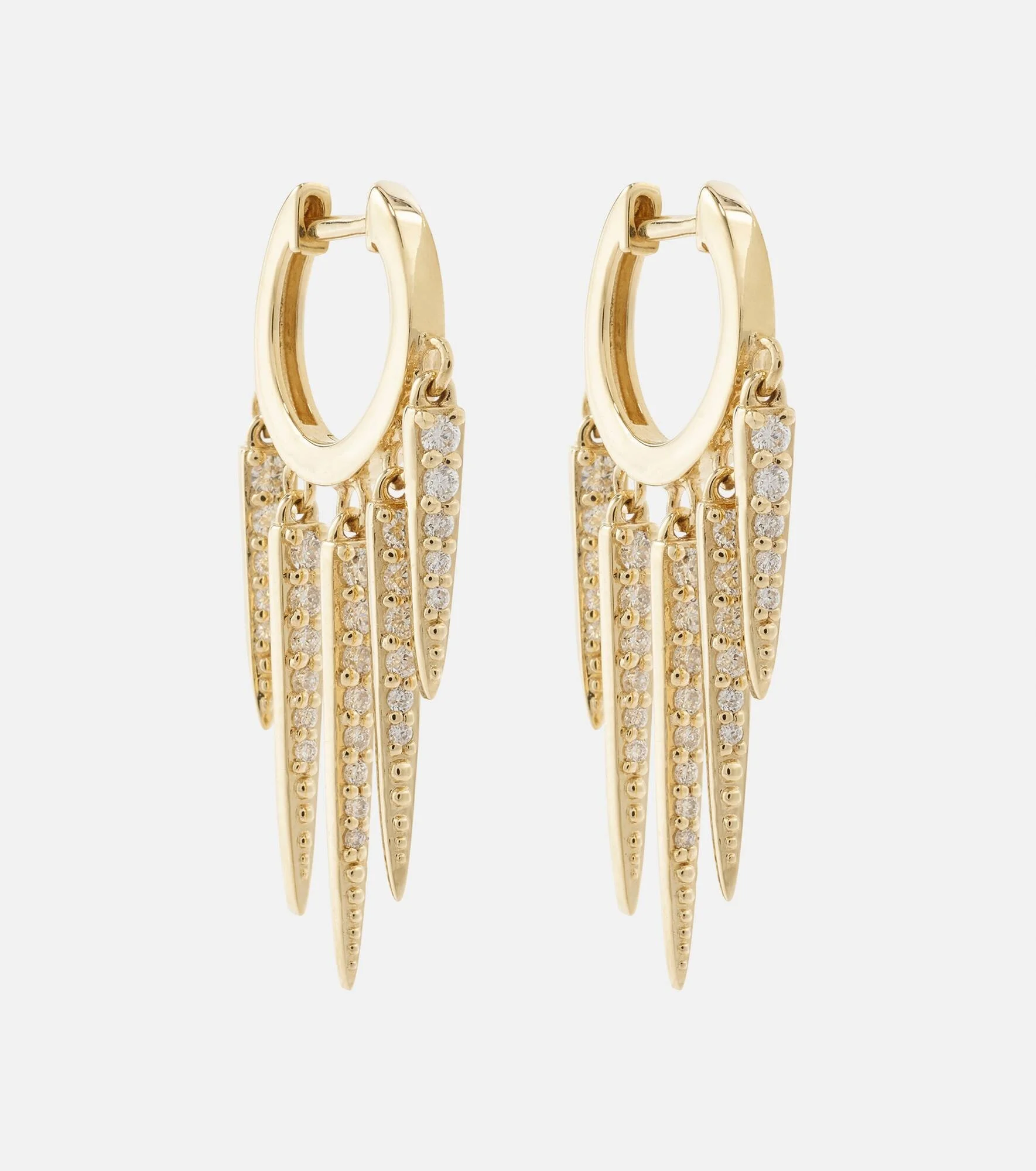 Fringe Huggie 14kt gold hoop earrings with diamonds - 1