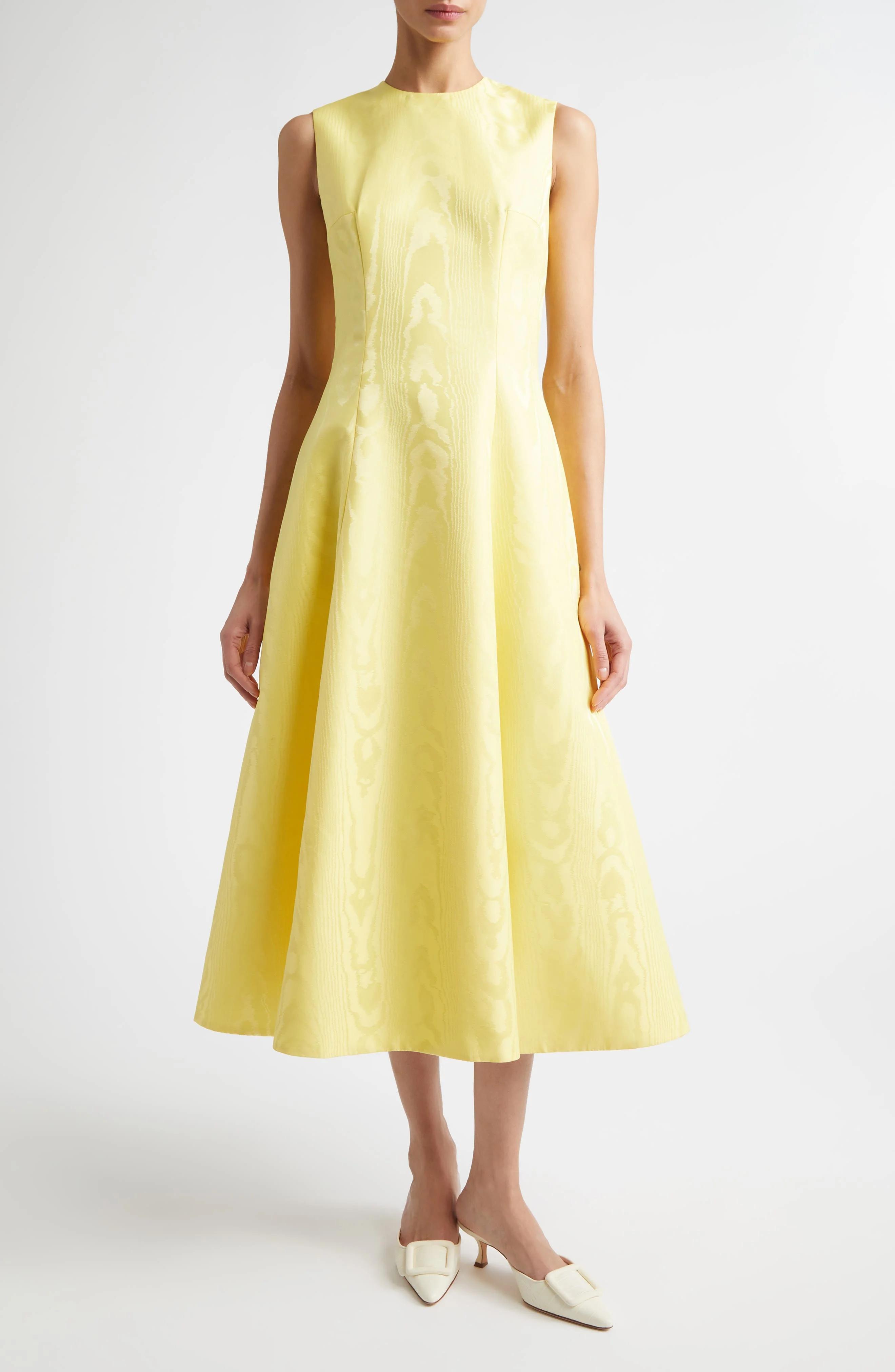 Emilia Wickstead Mara Mikado Midi Dress in Lemon at Nordstrom - 1