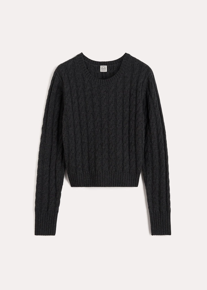 Petite cable knit charcoal melange - 1