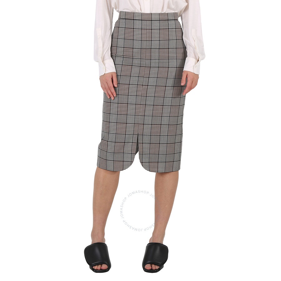 Burberry Check Wool Scalloped Hem Pencil Skirt - 3