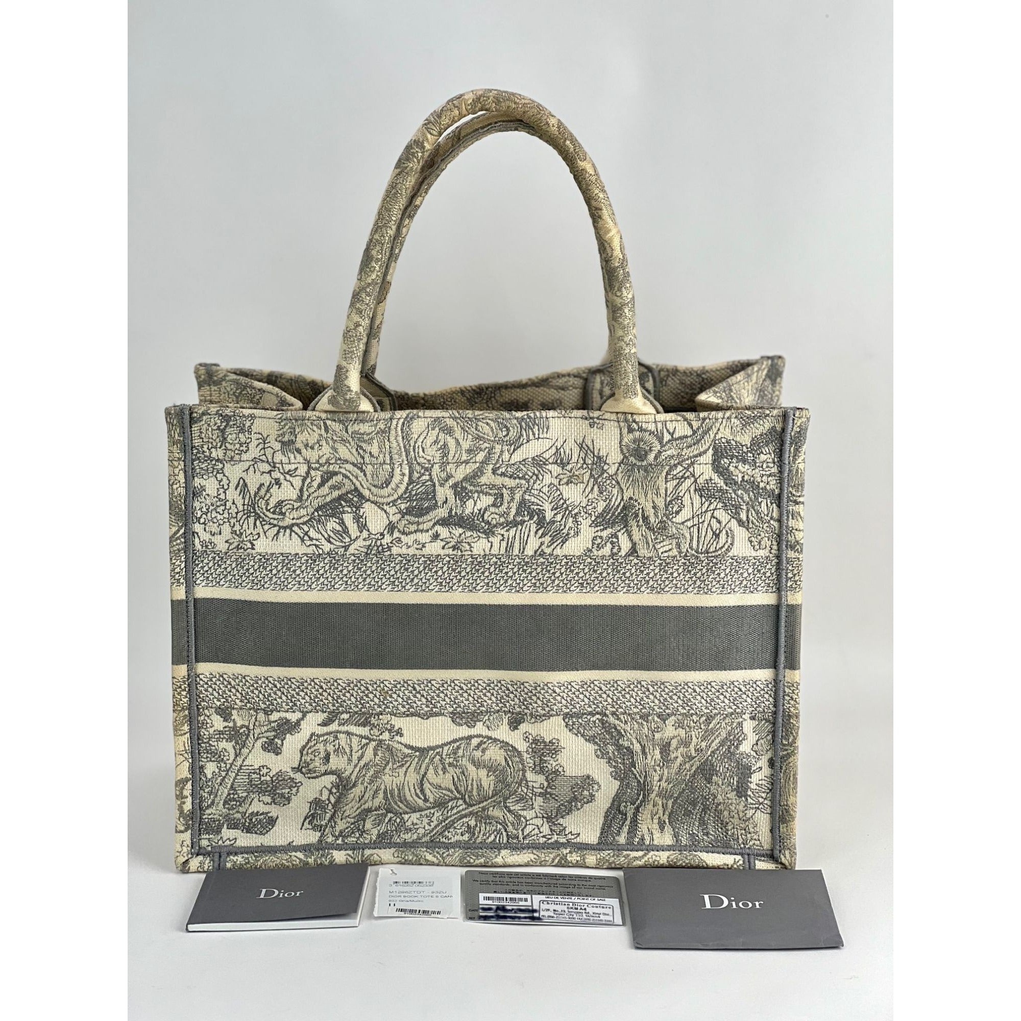 CHRISTIAN DIOR Canvas Embroidered Medium Dioriviera Grey Tote - 3