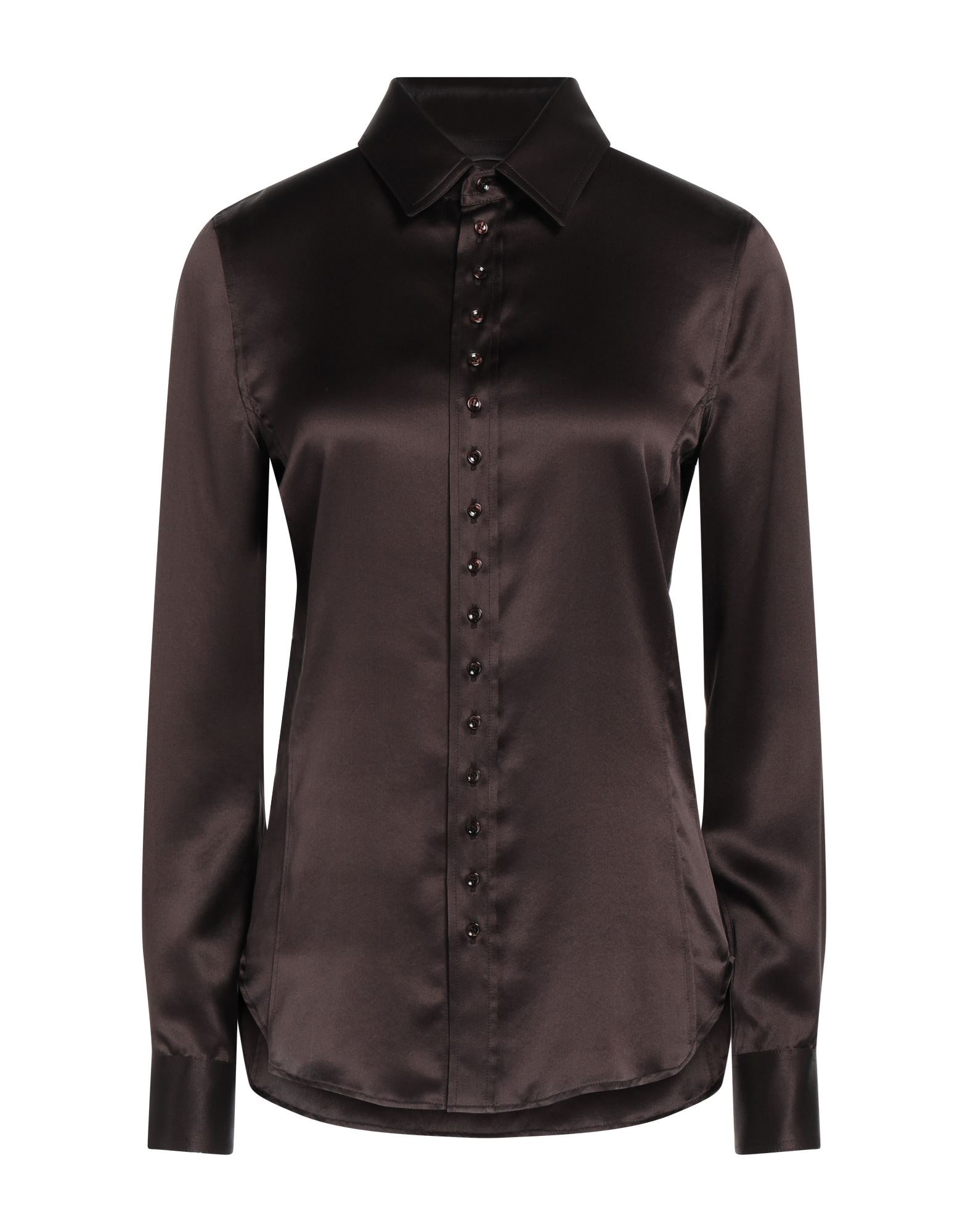 Dark brown Women's Silk Shirts & Blouses - 1