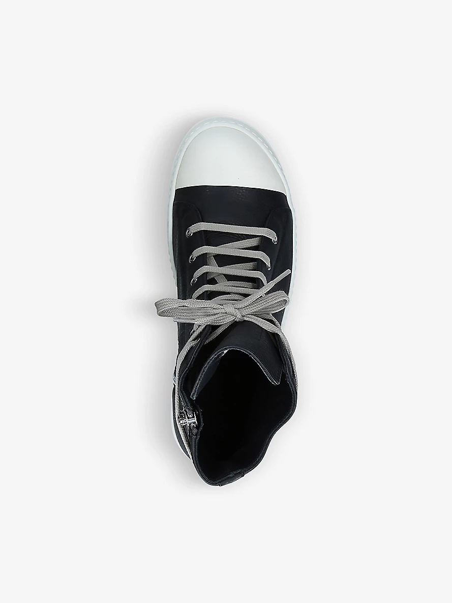 Grained leather high-top trainers - 2