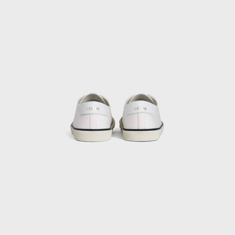 CELINE Celine Blank Low Lace Up Sneaker with Toe Cap in Canvas and Calfskin outlook