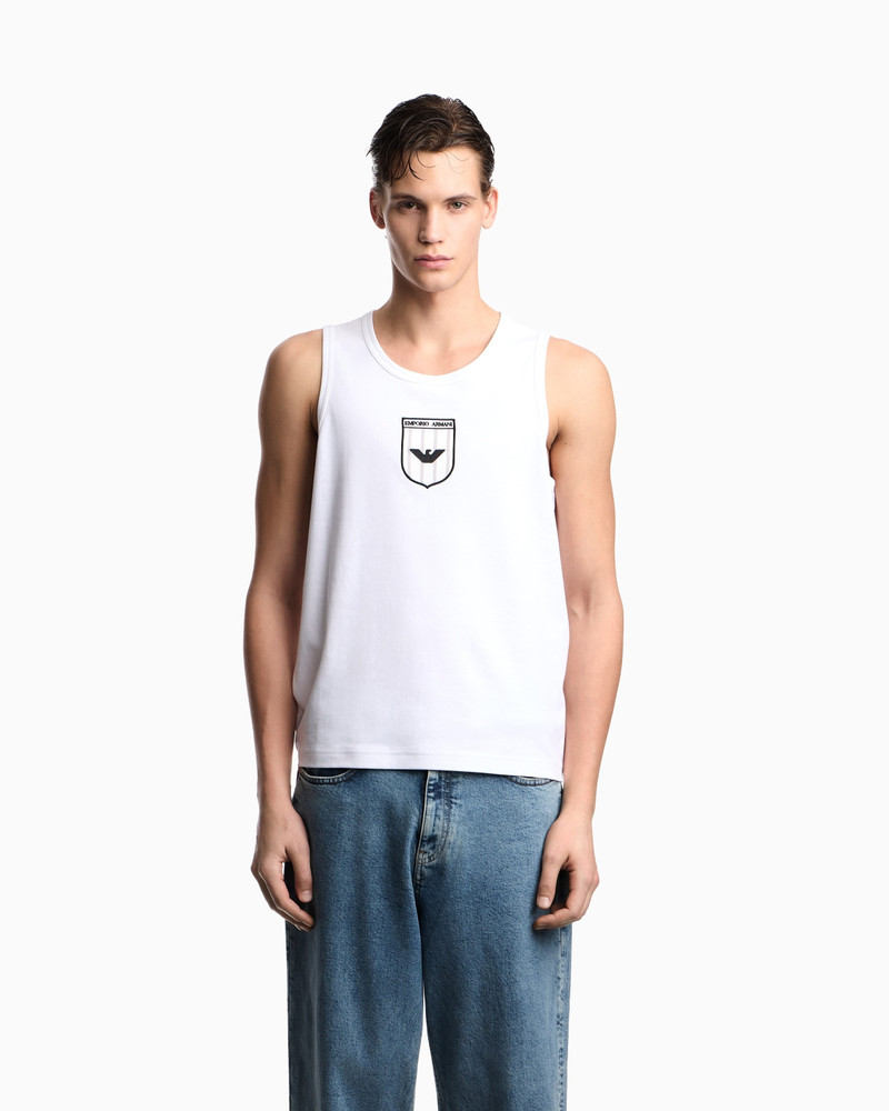 EMPORIO ARMANI INTERLOCK JERSEY TANK TOP WITH ICON EMBROIDERY outlook
