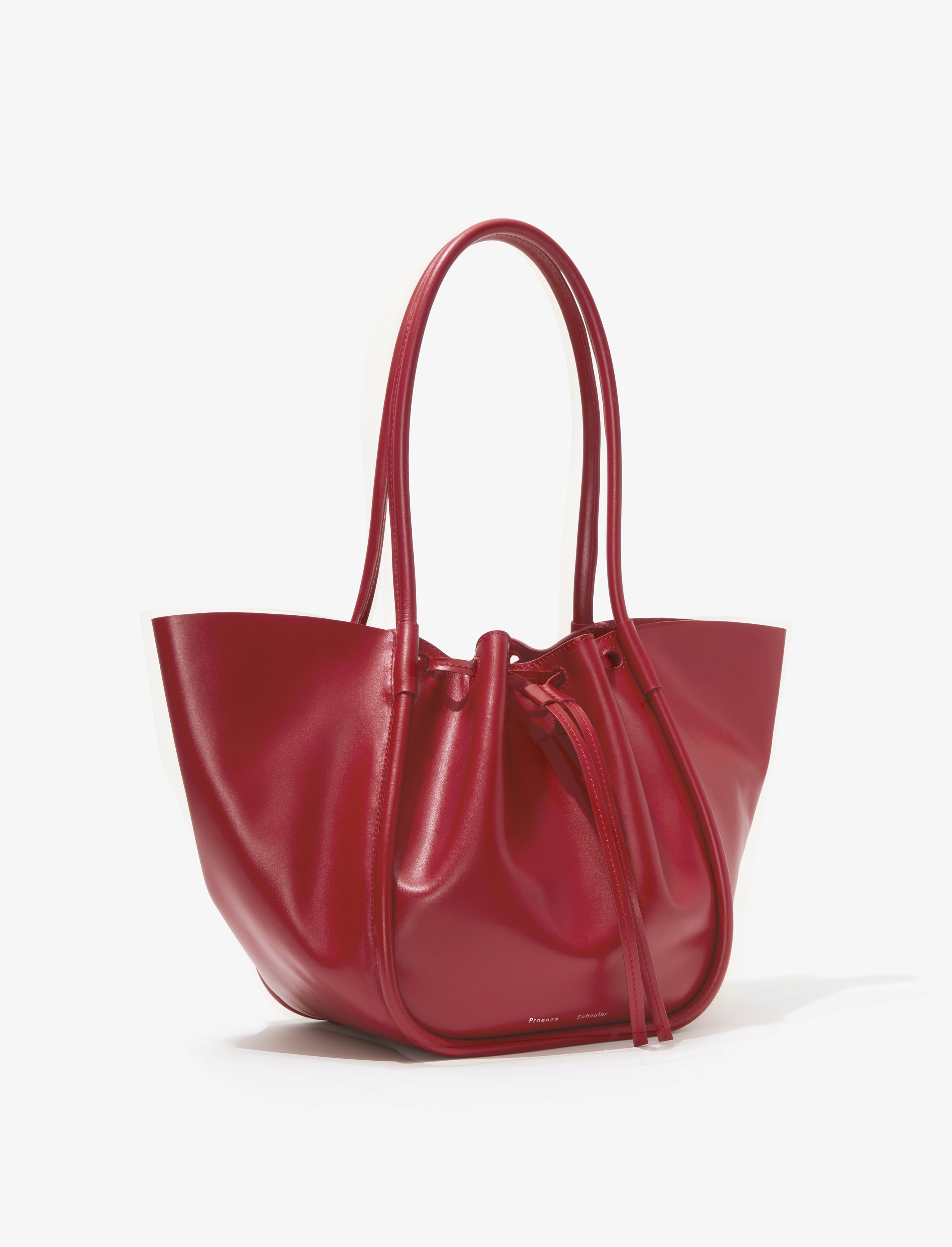 Large Ruched Tote in Shiny Calf - 3