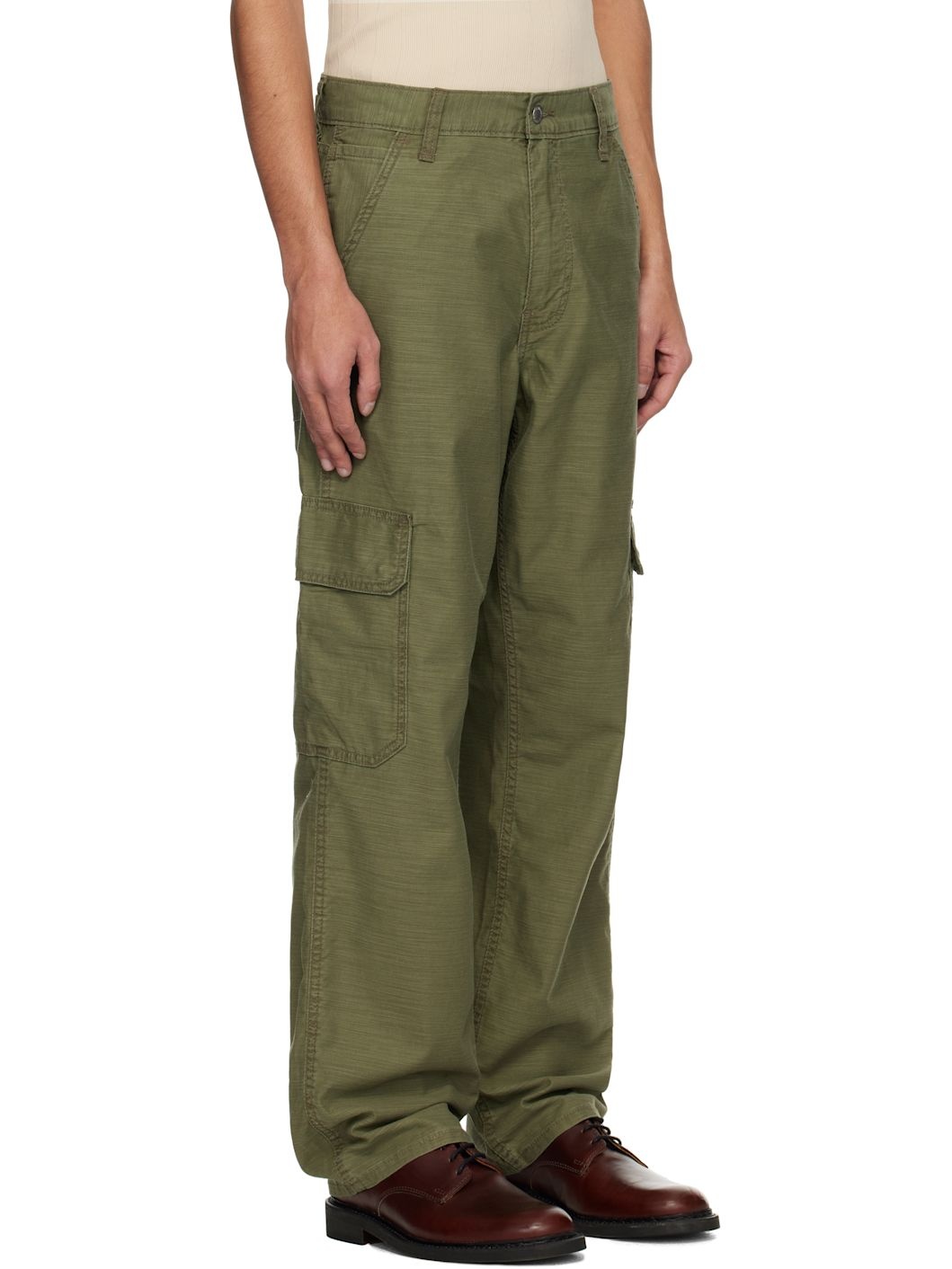 Green 568 Loose Straight Cargo Pants - 2