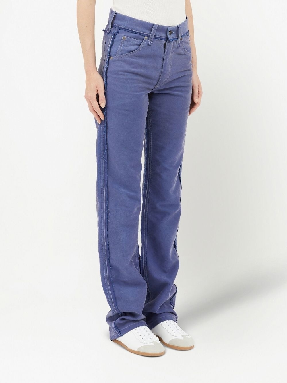 frayed-detail straight-leg jeans - 3