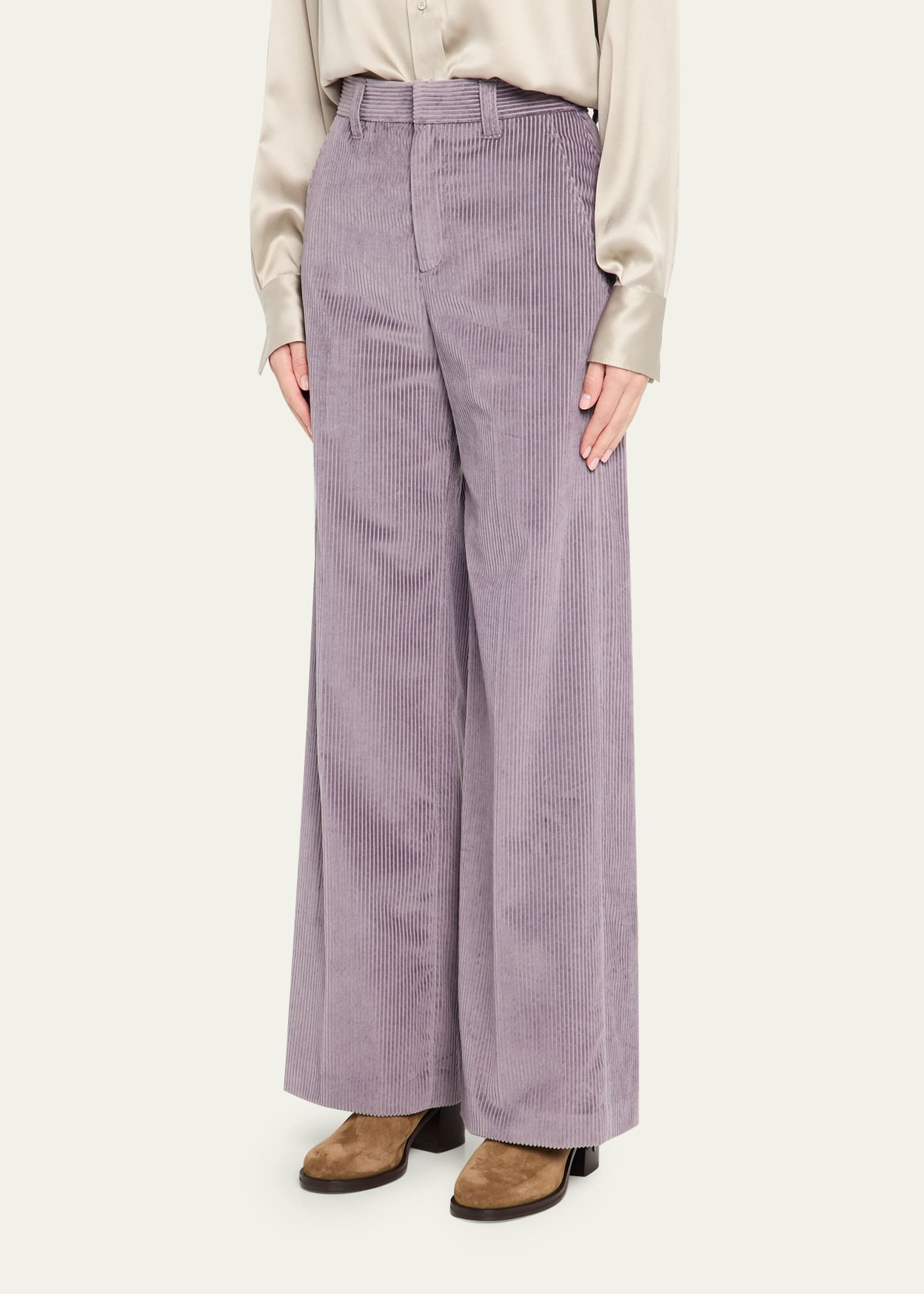 Cotton Corduroy Sartorial Trousers with Monili Trim - 4