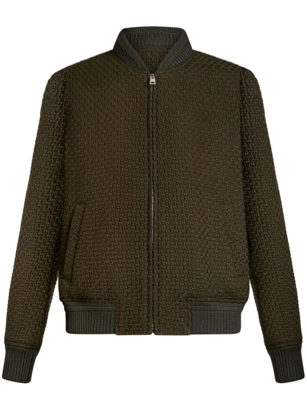 zip-up wool bomber jacket - 1