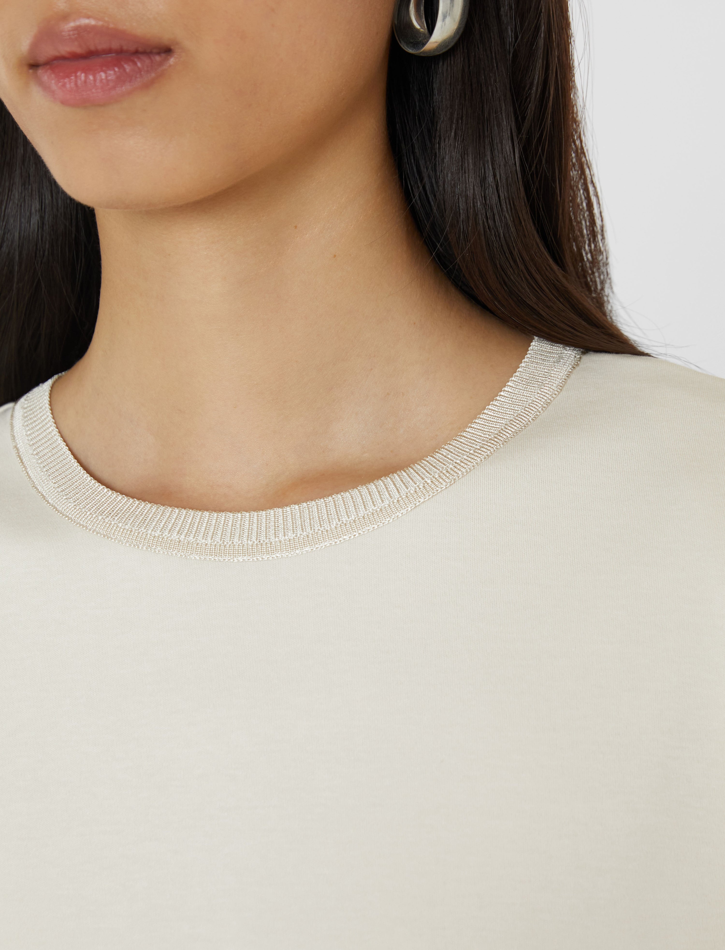 Cotton Poplin Jersey Round Neck T-Shirt - 5