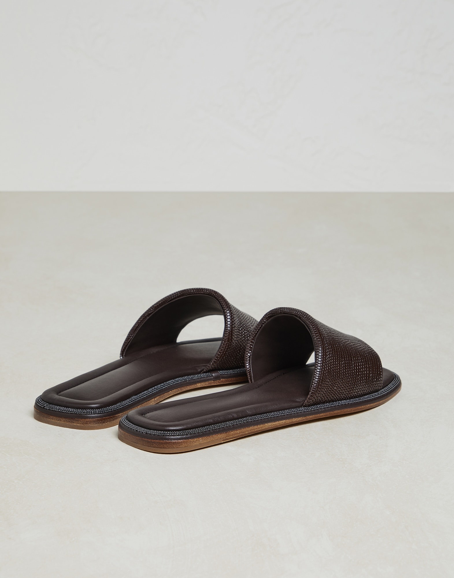 Lizard print leather flats with shiny welt - 3