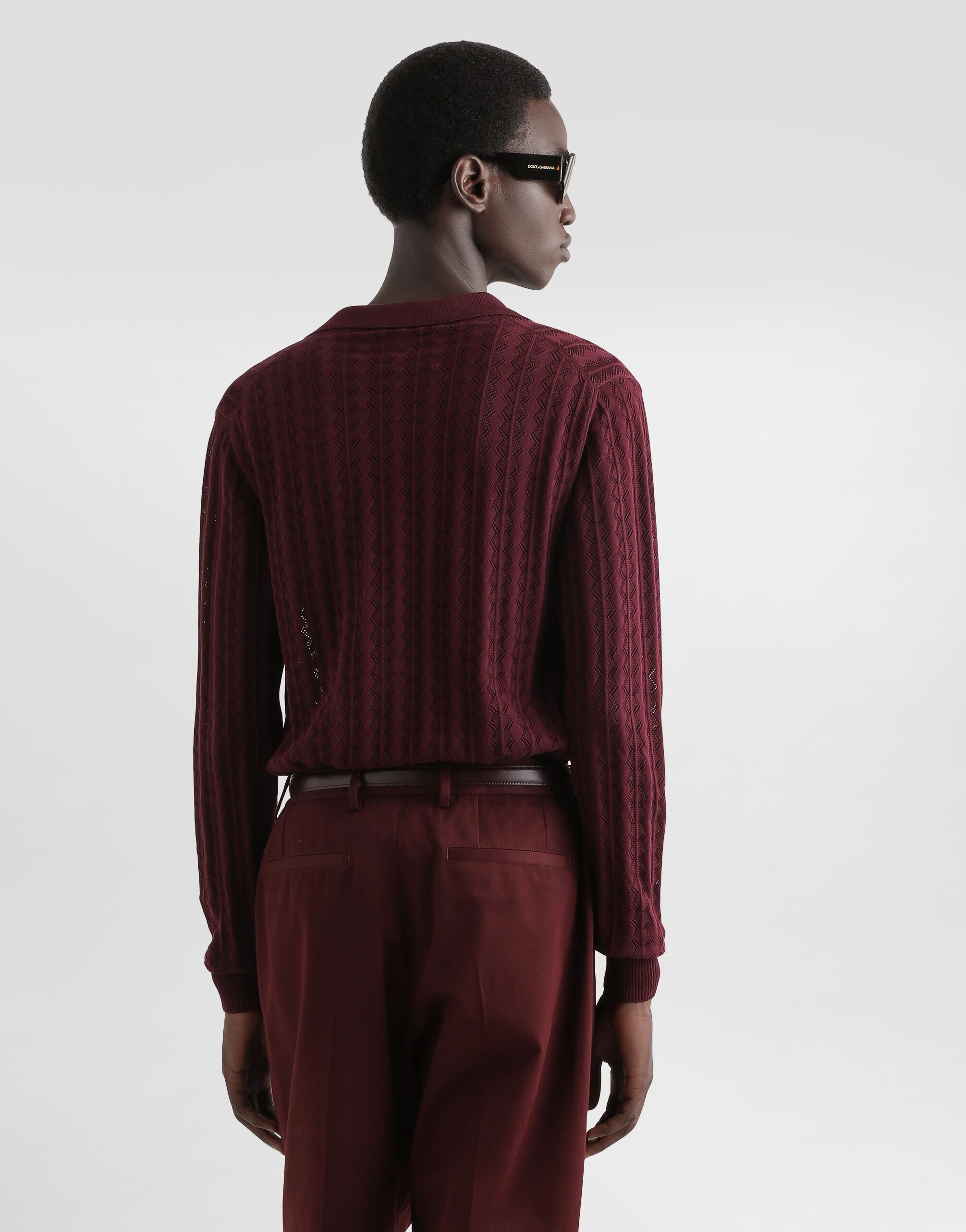 Cotton openwork-knit shirt - 5