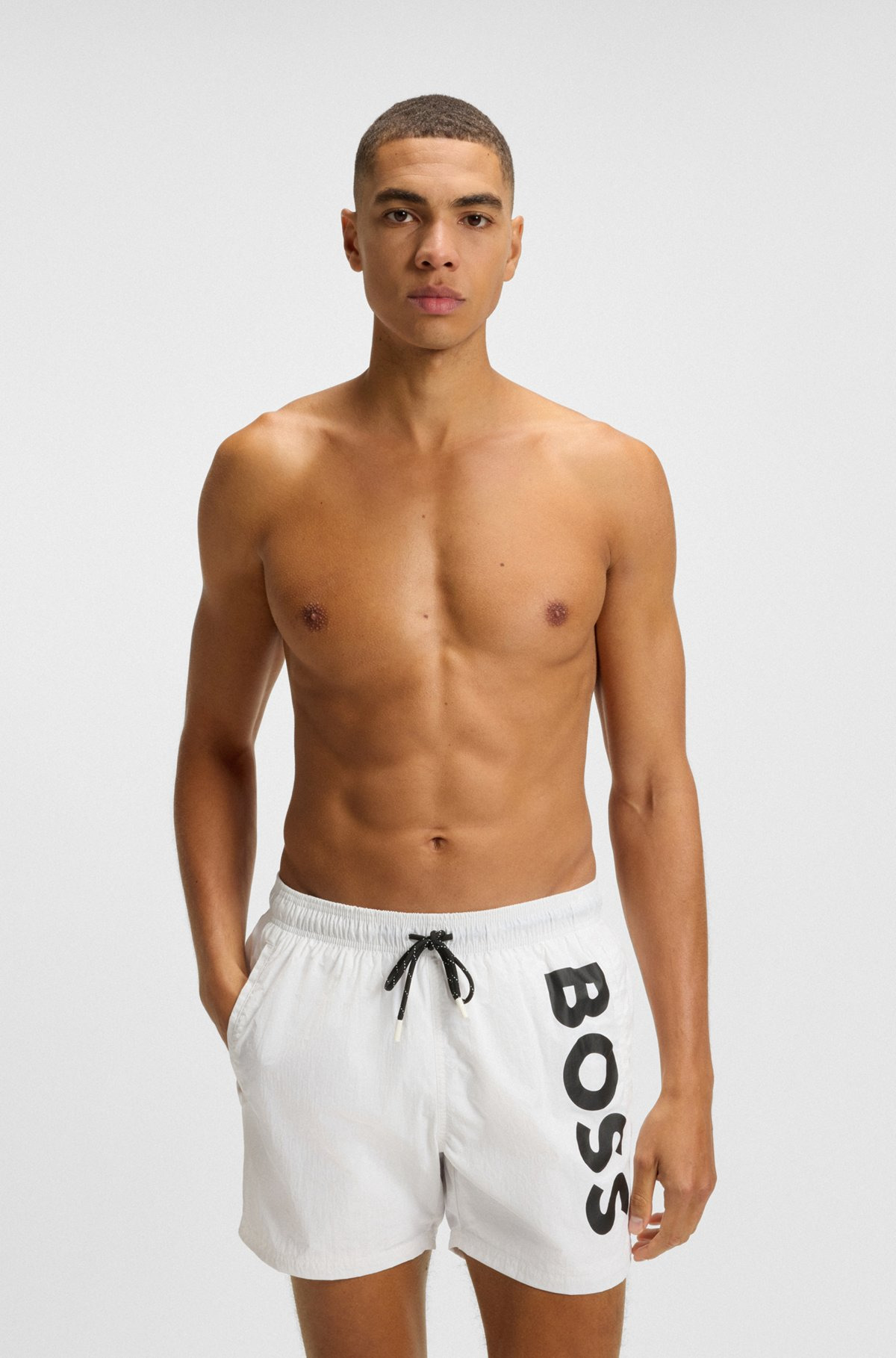 CONTRAST-LOGO SWIM SHORTS IN QUICK-DRYING FABRIC - 2