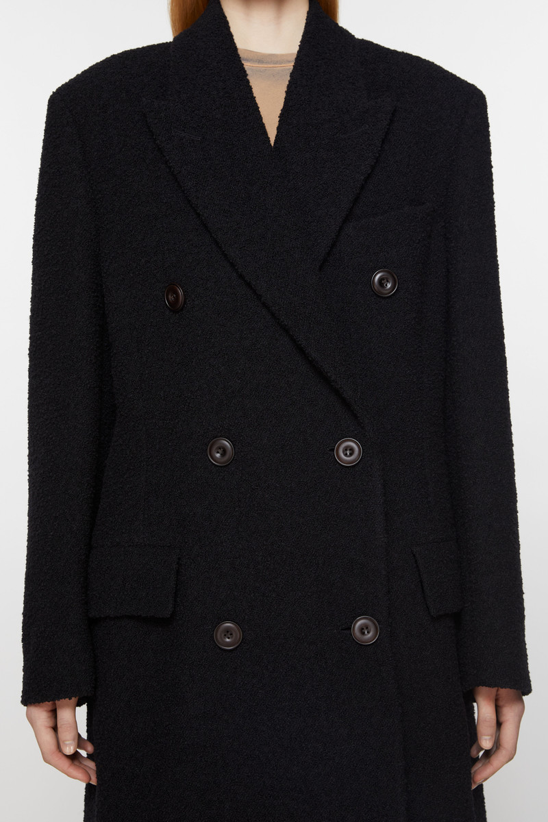 Double-breasted wool coat - Black 5