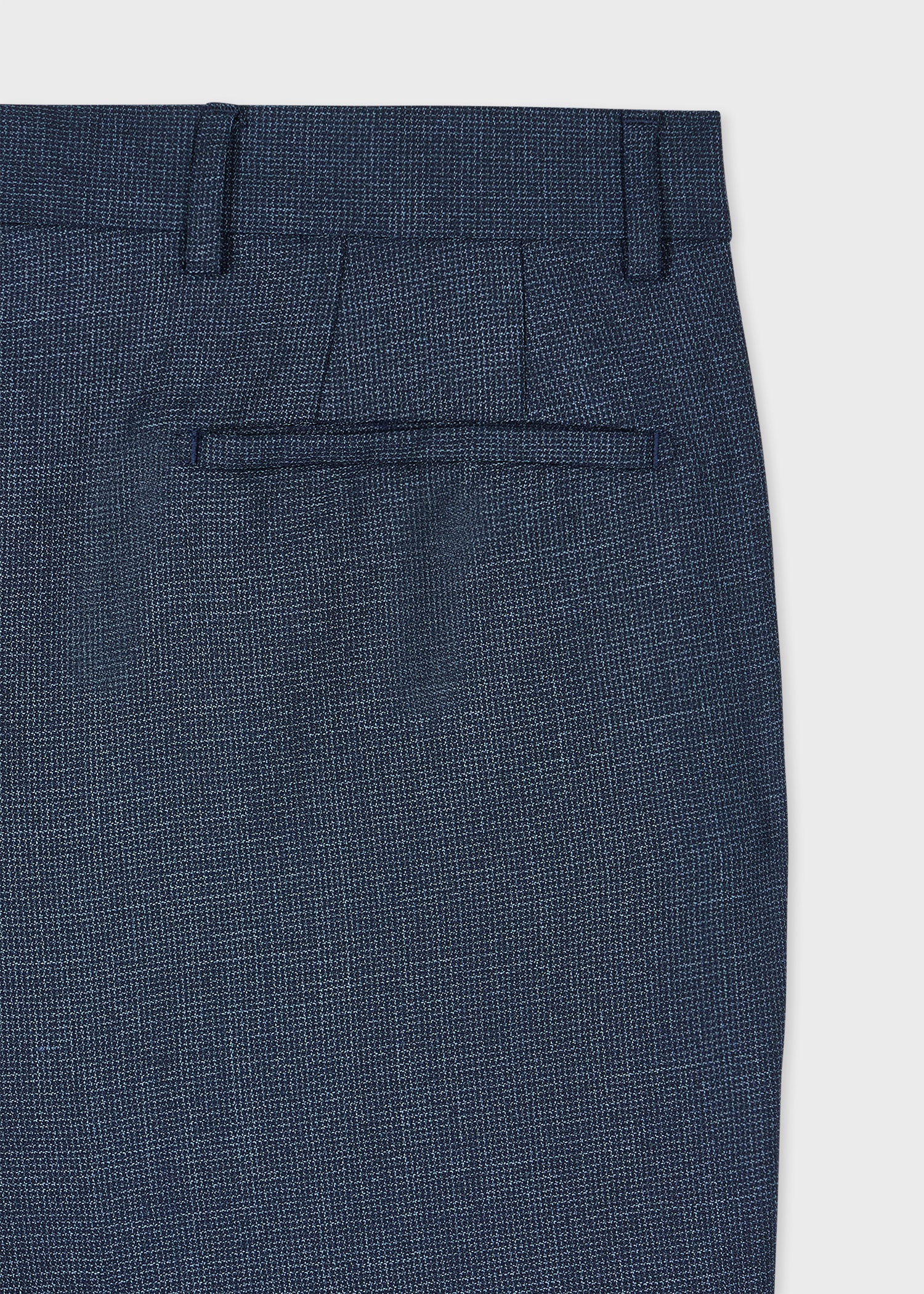 Mid-Fit Navy Wool-Blend Micro-Check Trousers - 2