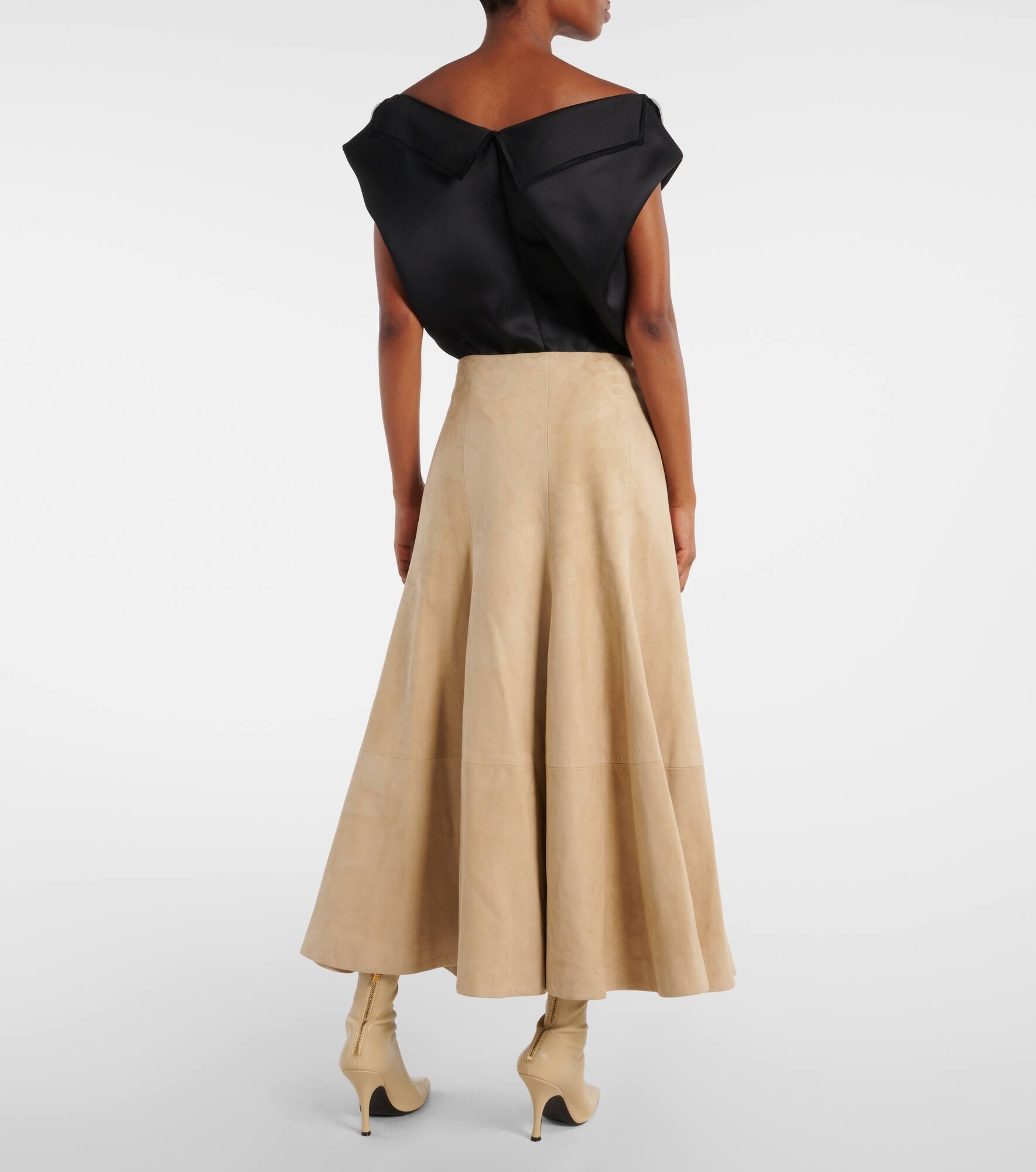 Lenno suede midi skirt - 3