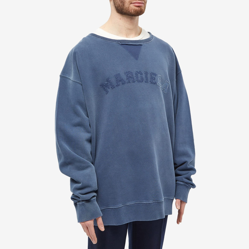 Maison Margiela Maison Margiela Distressed College Logo Crew Sweat outlook