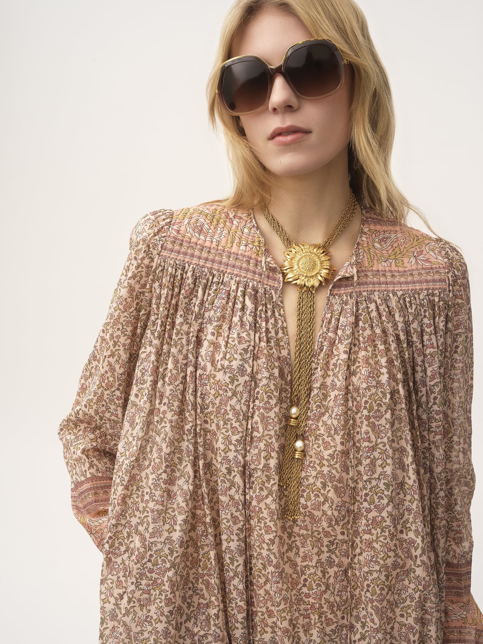 GATHERED TUNIC DRESS IN COTTON VOILE - 4