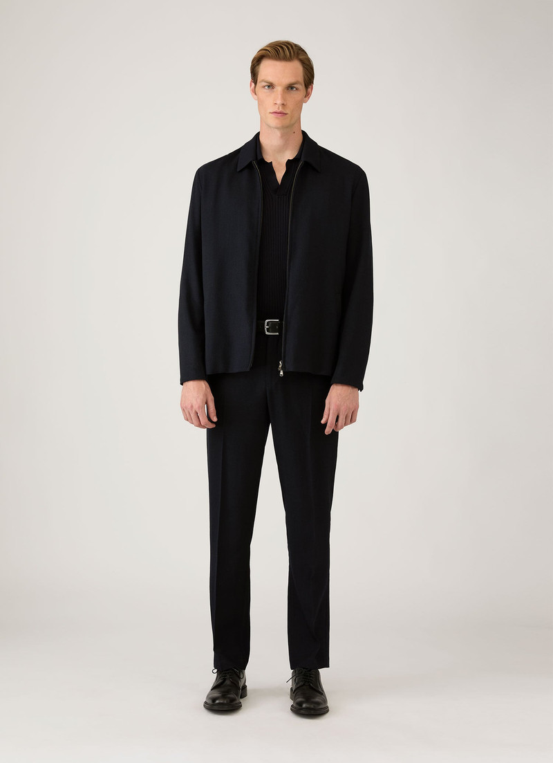 Sunspel Long Sleeve Fine Rib Silk Cotton Polo Shirt outlook