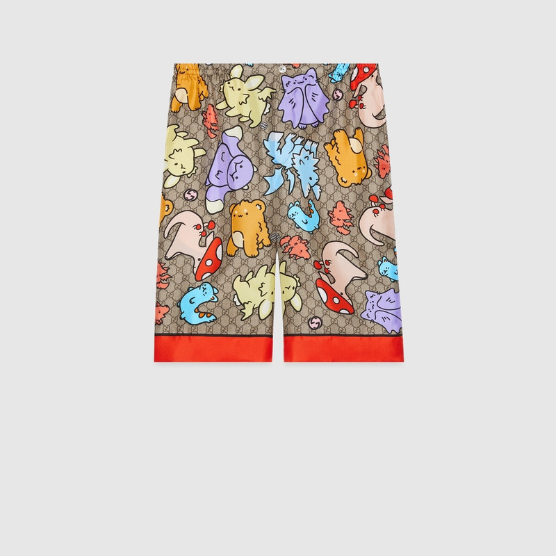 GG print silk twill shorts 1