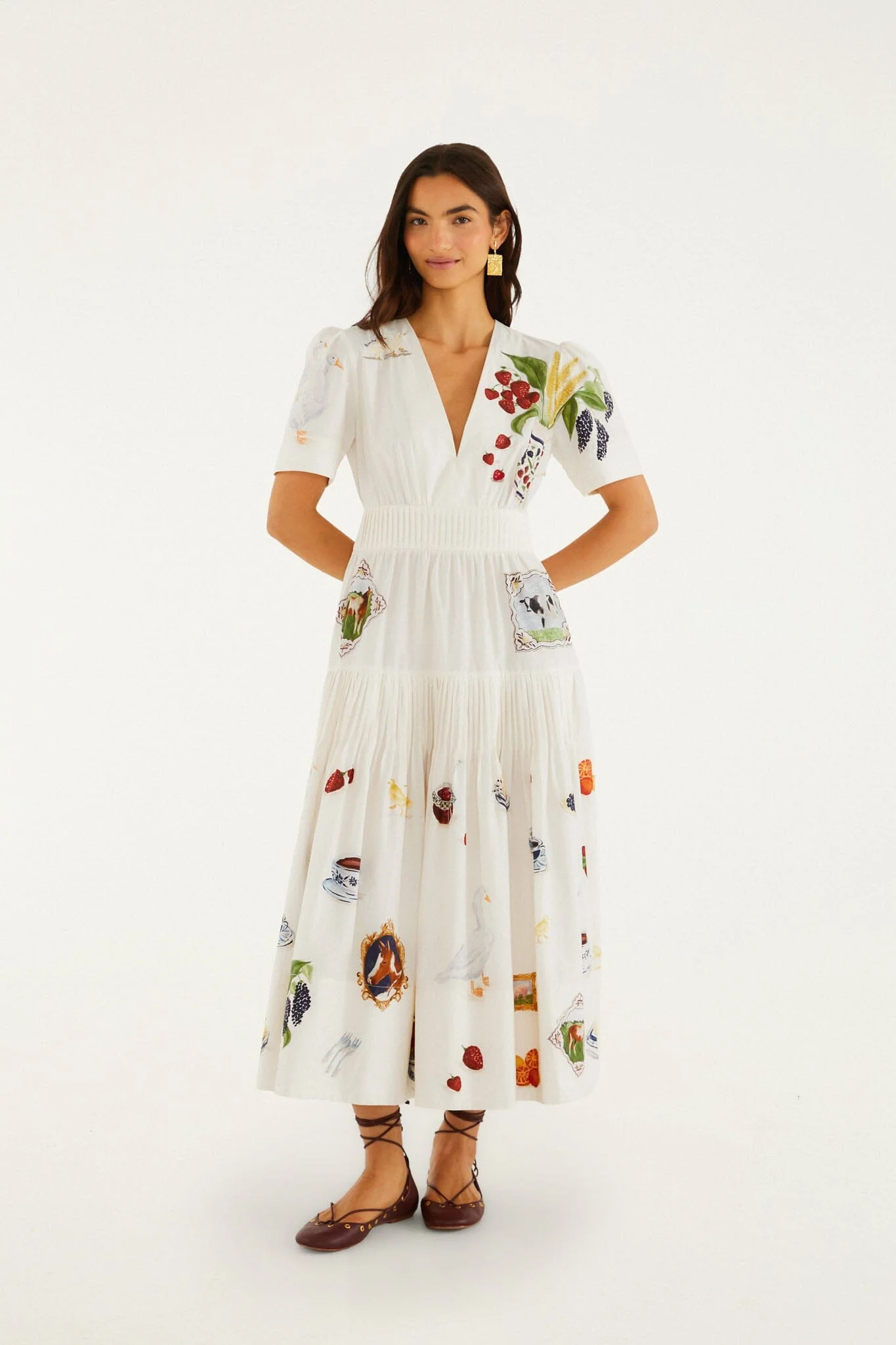 Country Table Winter Short Sleeve Midi Dress - 1