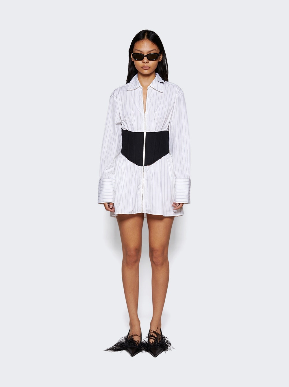 Internal Shirt Corset Dress White and Black - 2