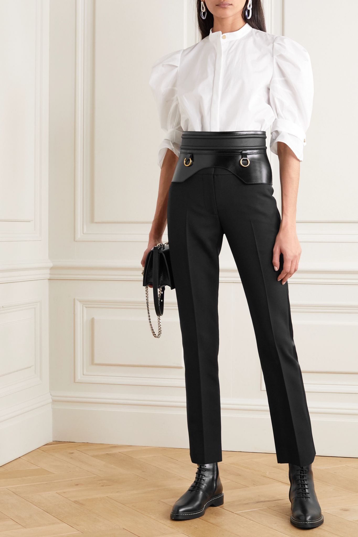 Tuxedo grain de poudre wool-blend tapered pants - 4