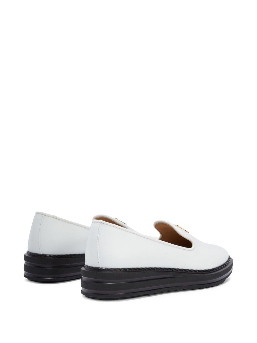 logo-plaque leather loafers - 3
